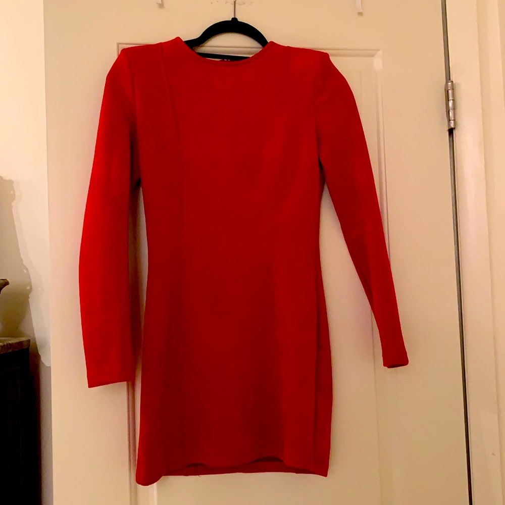 Red Faux suede dress